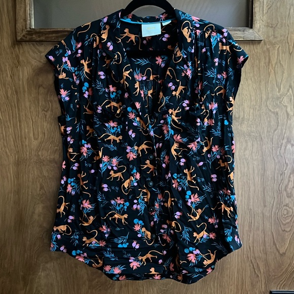 Anthropologie Maeve monkey print button down blouse - Picture 1 of 2